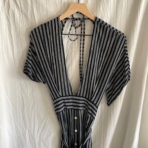 Faithful Deep V Open Back Midi Dress